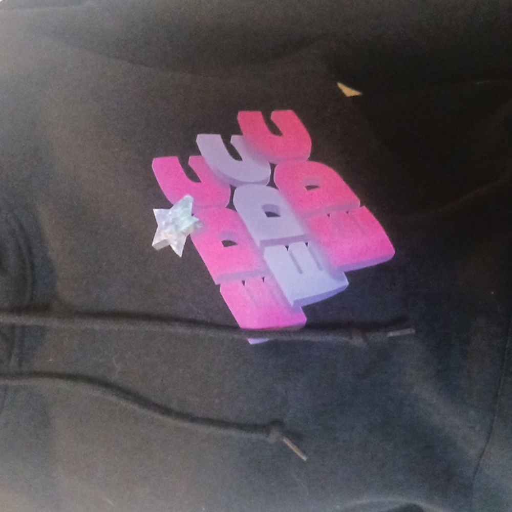 EDC Black Graphic Hoodie with Colorful Sleeves Size Small - Picture 4 of 11